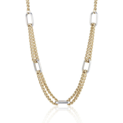 9ct Two Tone Gold Long Link Necklace