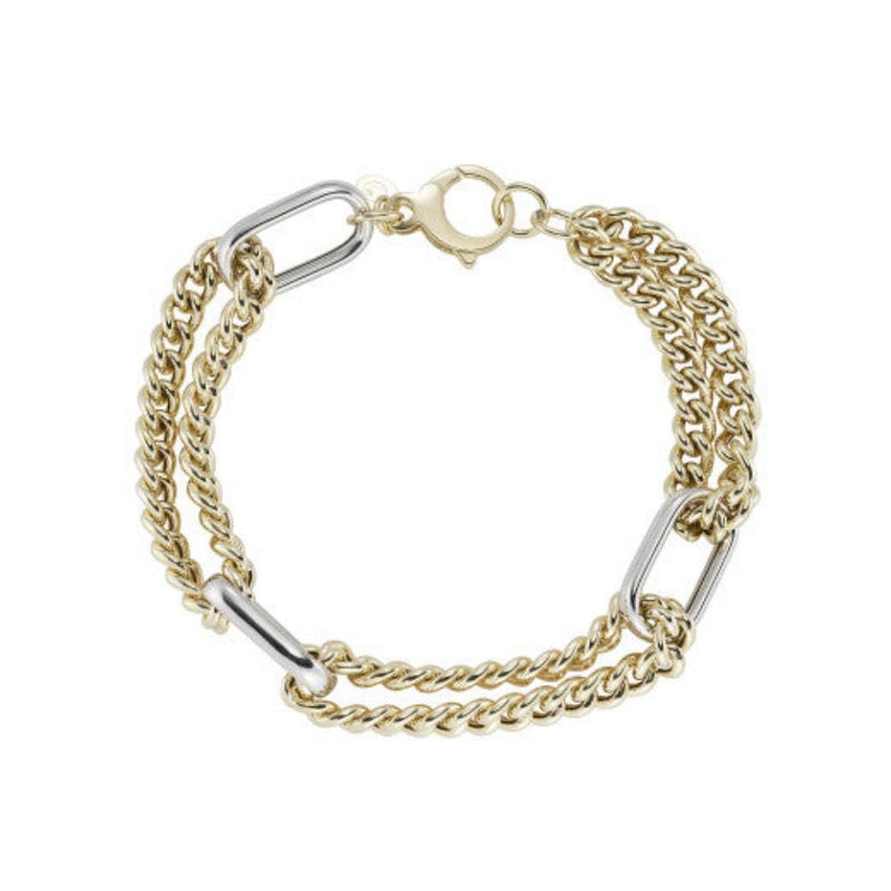 9ct Two Tone Gold Long Link Bracelet