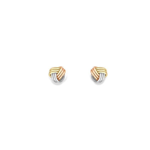 9ct Thri Tone Gold Knot Earrings