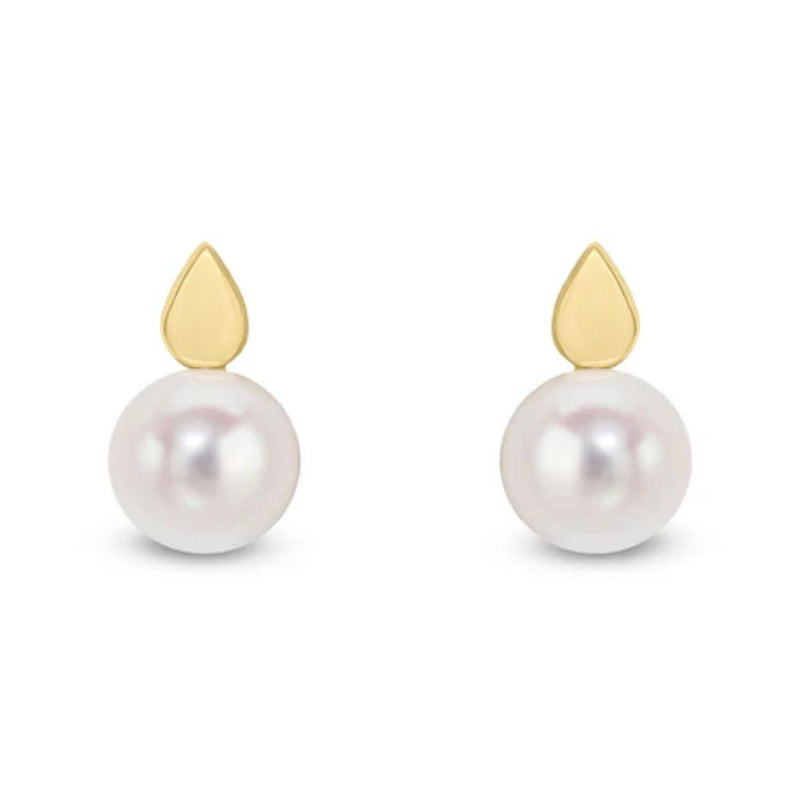 9ct Gold Pearshaped Top Cultured Freshwater Pearl Stud Earrings