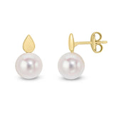 9ct Gold Pearshaped Top Cultured Freshwater Pearl Stud Earrings