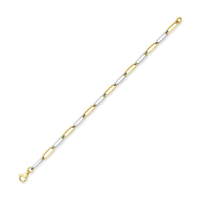 9ct Two Tone Gold Square Link Bracelet