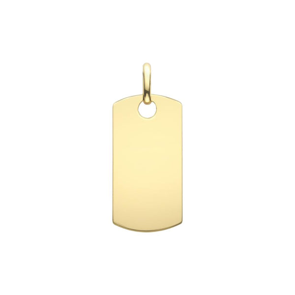 9ct Gold Rectangular Dog Tag Pendant