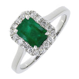 Platinum Diamond & Square Emerald Ring