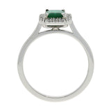 Platinum Diamond & Square Emerald Ring