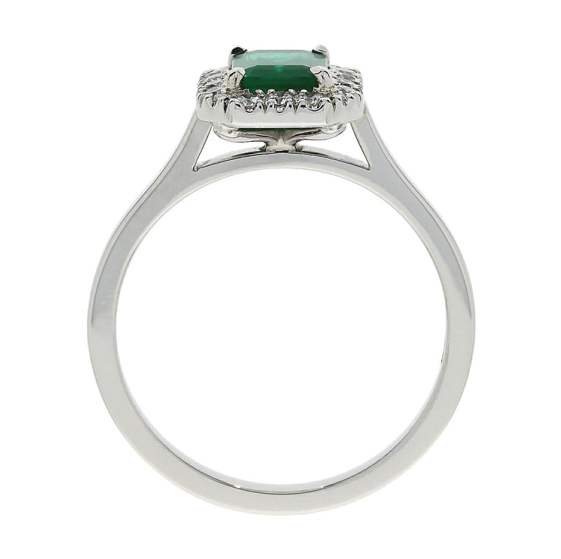 Platinum Diamond & Square Emerald Ring