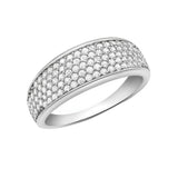 9ct Gold Cubic Zirconia Pave Wide Tapered Ring