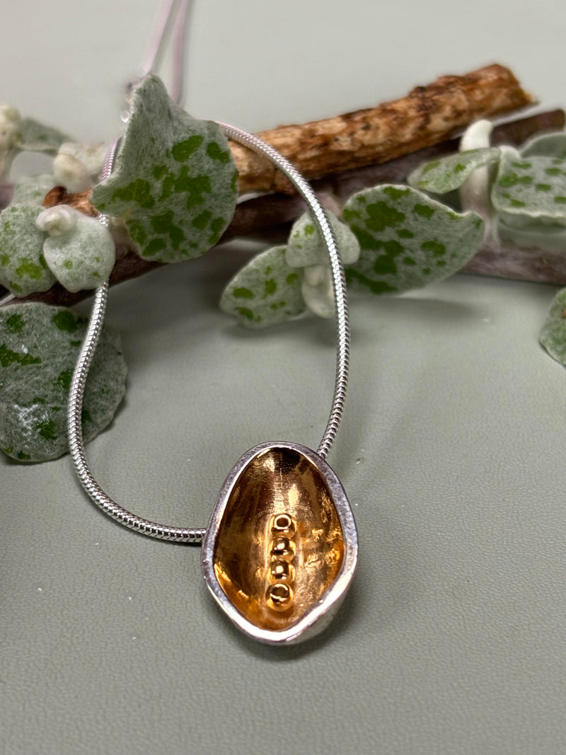 Seeds and Pods 18ct Gold & Sterling Silver Large Necklace