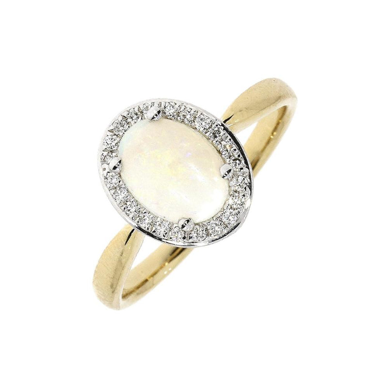 18ct Gold Diamond & Oval Opal Ring