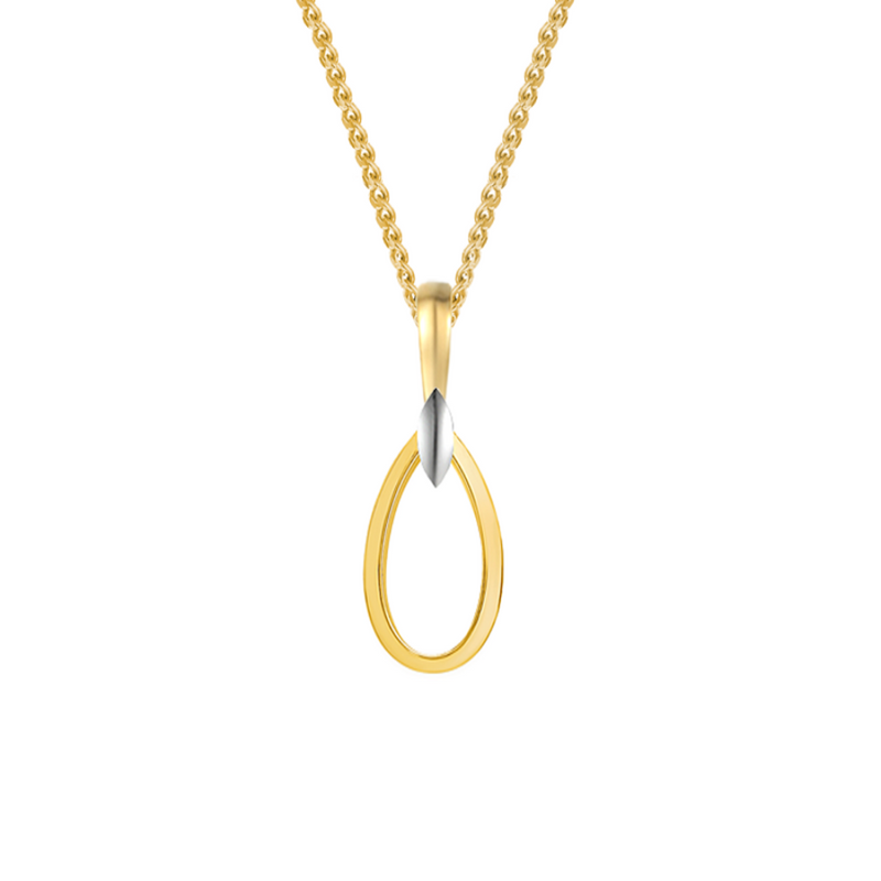 9ct Two Tone Gold Teardrop Necklace