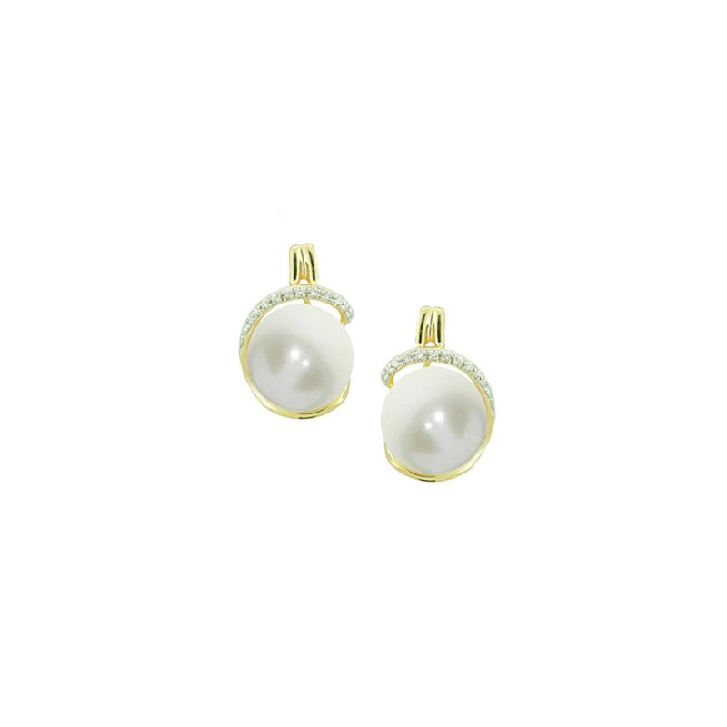 9ct Gold Diamond & Pearl Stud Earrings