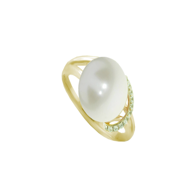 9ct Gold Diamond & Cultured Freshwater Pearl Ring