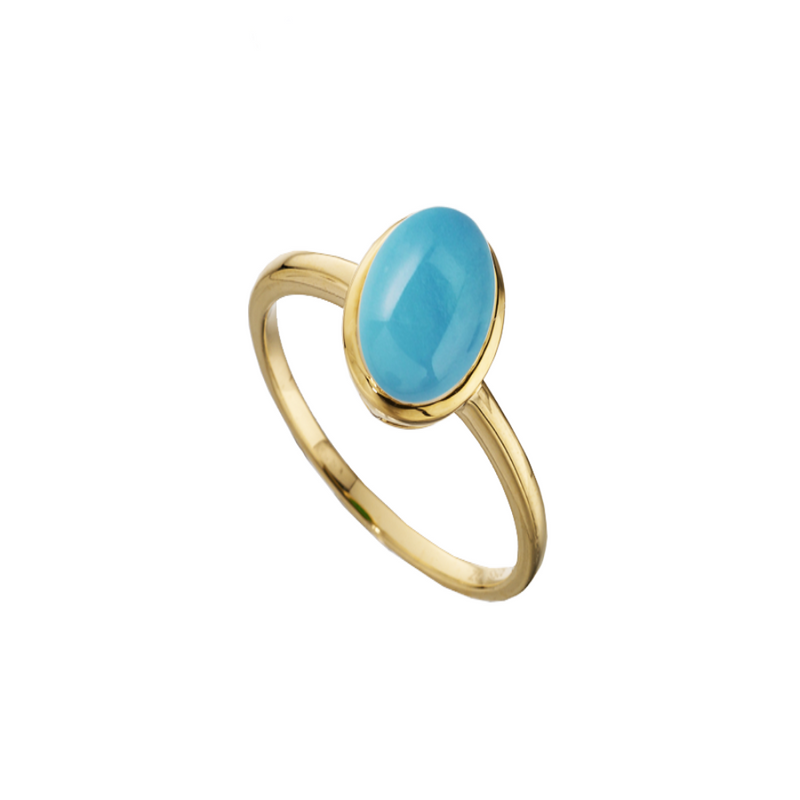 9ct Gold Oval Turquoise Ring