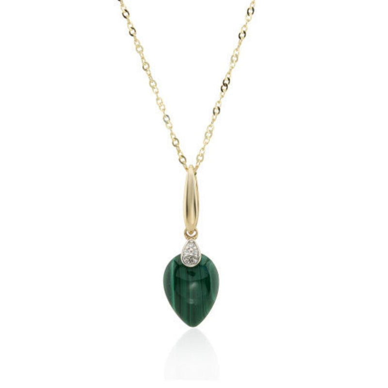 9ct Gold Diamond & Malachite Necklace