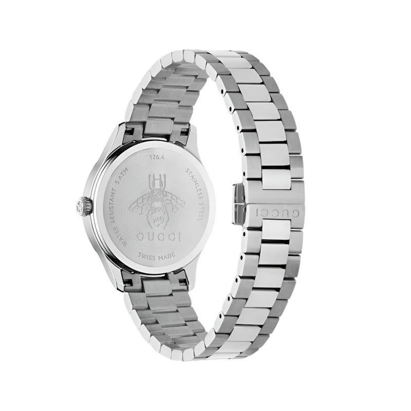 Gucci G-Timeless Quartz Silver Steel Gold Dial 32mm Watch YA1265035