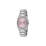 Gucci G-Flat Quartz Silver Steel Pink Dial 24mm Ladies Watch YA166501