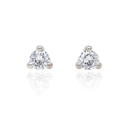 9ct Gold 6mm Cubic Zirconia Trilliant Stud Earrings