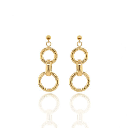 9ct Gold Circle Drop Earrings