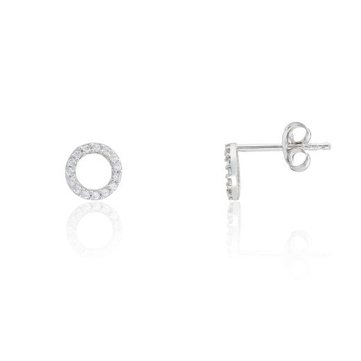 9ct Gold Cubic Zirconia Open Circle Stud Earrings