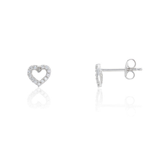 9ct Gold Cubic Zirconia Open Heart Stud Earrings