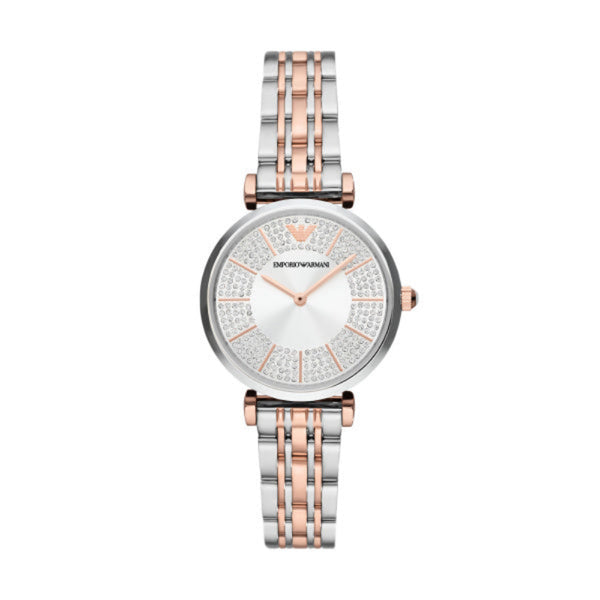 Emporio Armani Gianni T-Bar Two Tone Steel 32mm Ladies Watch AR11537