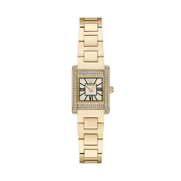 Emporio Armani Genni Quartz Gold Tone Steel White Dial 20mm Ladies Watch AR11663