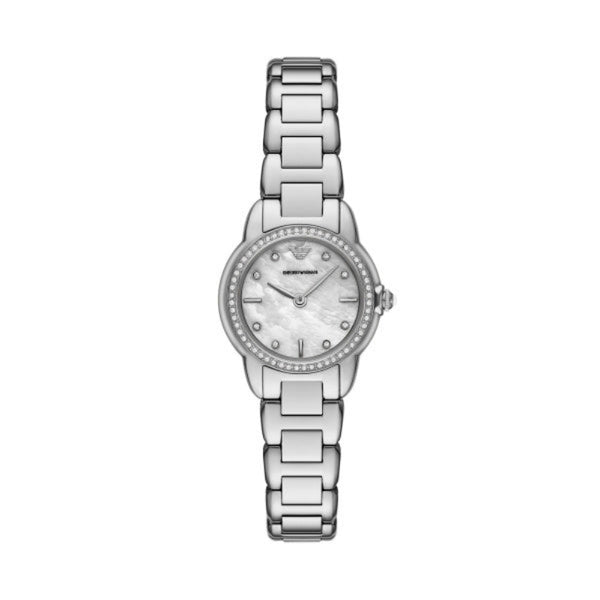 Emporio Armani Mia Quartz Silver Steel Mother of Pearl Dial 26mm Ladies Watch AR11669