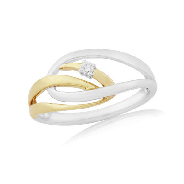 9ct Two Tone Gold Diamond Ring