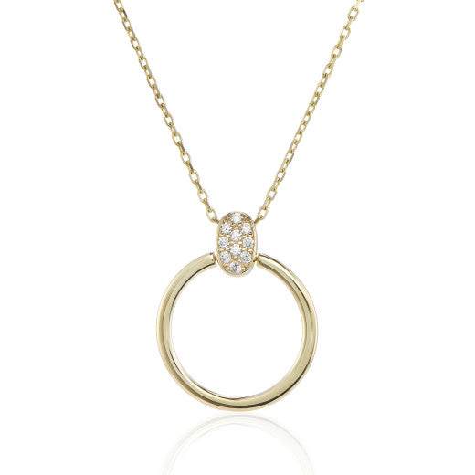 9ct Gold Cubic Zirconia Circle Necklace
