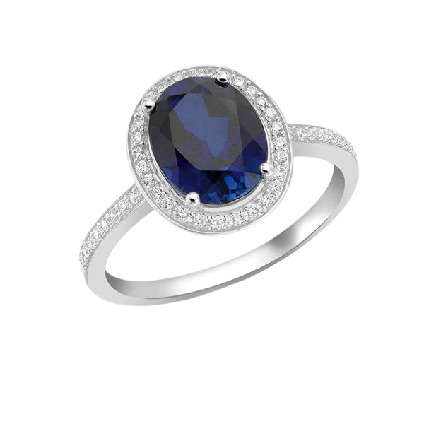 9ct White Gold Blue Cubic Zirconia Cluster Ring