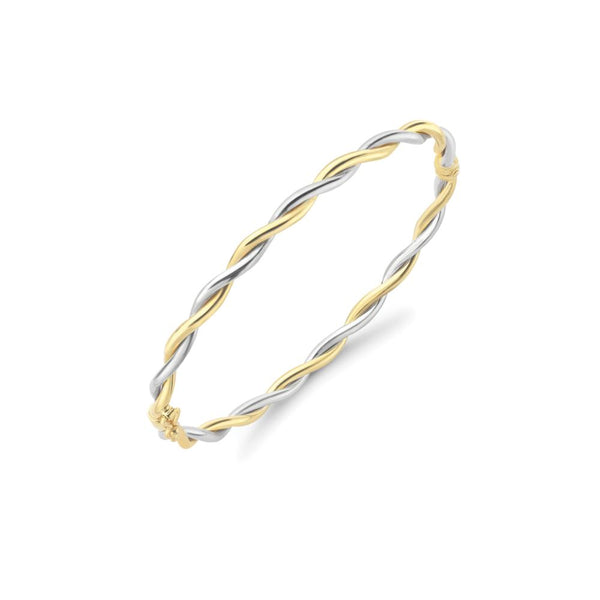9ct Two Tone Gold Twisted Bangle
