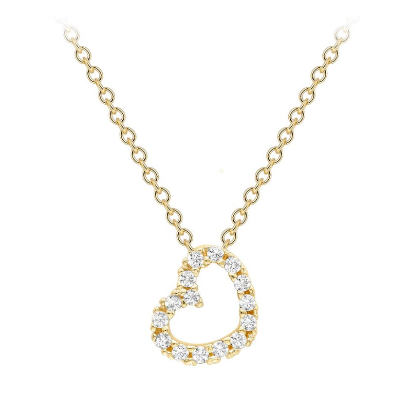 9ct Gold Cubic Zirconia Heart Necklace