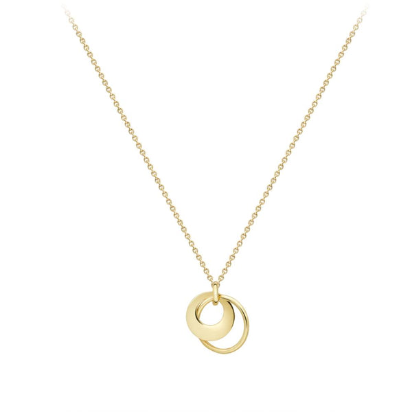 9ct Gold Double Circles Necklace 18"