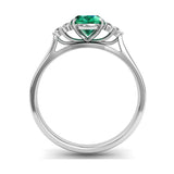 9ct White Gold Diamond Cluster and Oval Emerald Ring