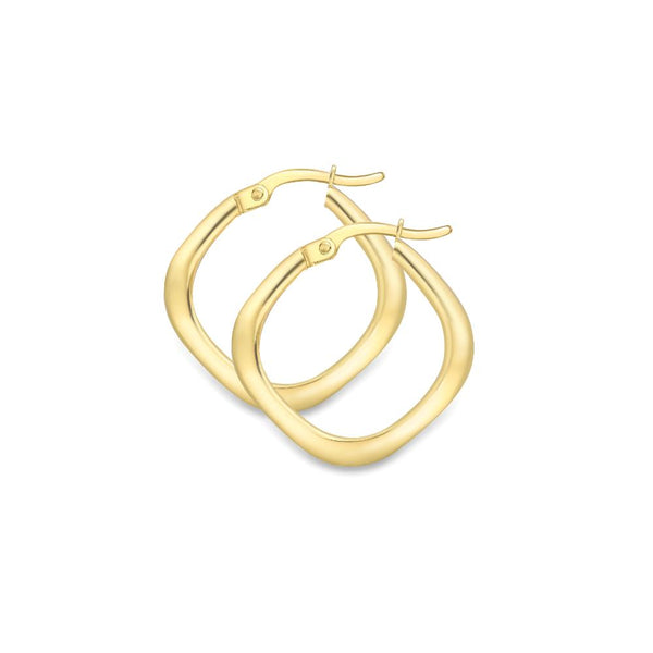 9ct Gold Round Flat Tube Hoop Earrings