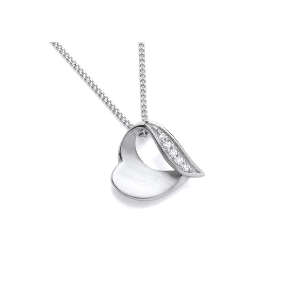 9ct White Gold Diamond Heart Necklace