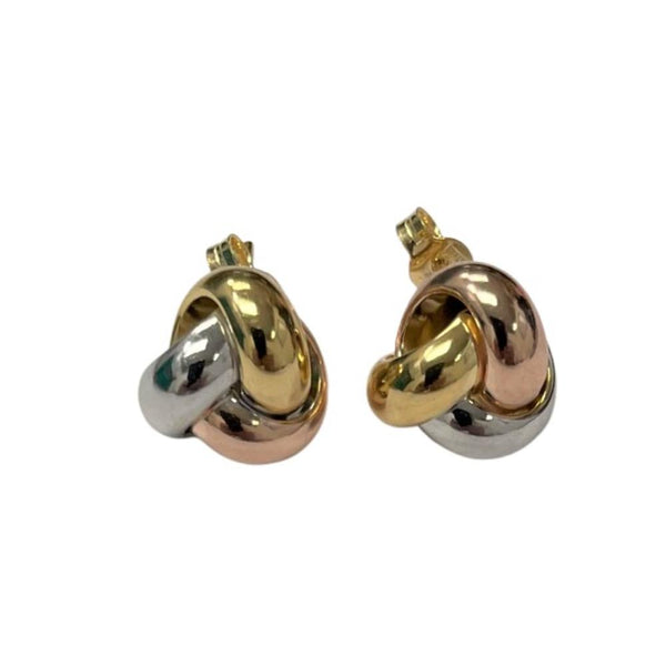 9ct Tri Tone Gold Large Knot Stud Earrings