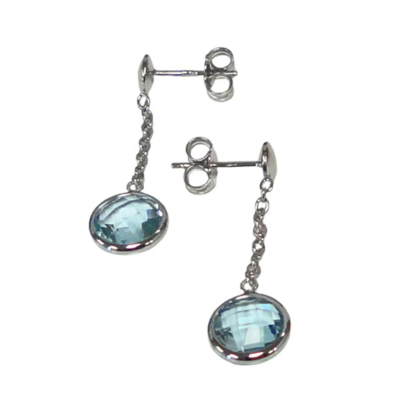 9ct White Gold Blue Topaz Drop Earrings