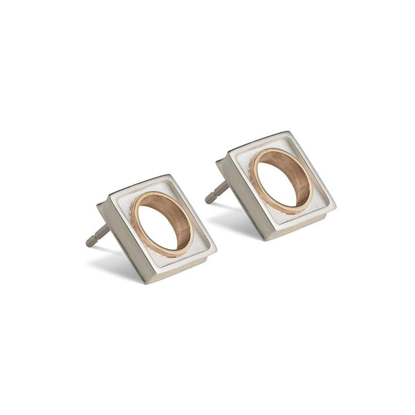 Maureen Lynch Horizon 9ct Gold & Sterling Silver Stud Earrings