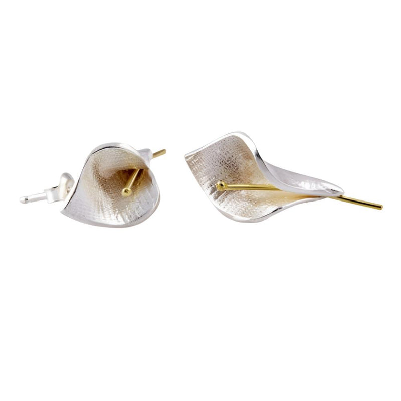 Sterling Silver and 18ct Gold Lily Small Earrings