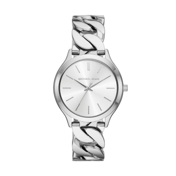 Michael Kors Slim Runway Pavé Steel Curb Link Bracelet 38mm Ladies Watch MK7474 / MK7472