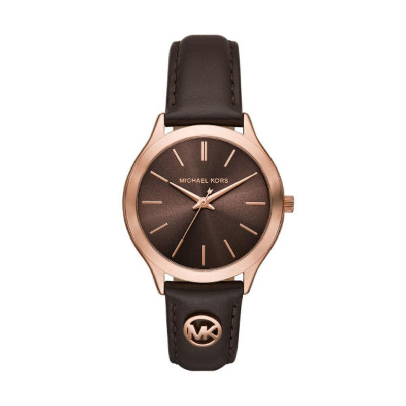 Michael Kors Slim Runway Brown Dial Leather 38mm Ladies Watch MK7489