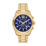 Michael Kors Lexington Gold Chronograph Blue Dial 44mm Watch MK9153