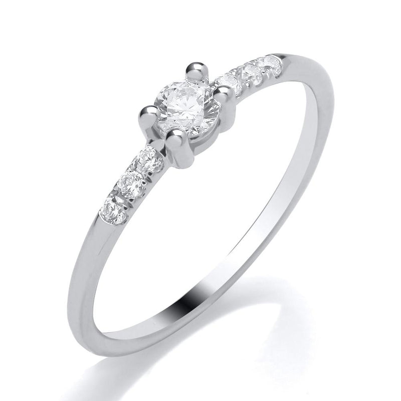 9ct White Gold Solitaire & Shoulder Diamond Ring