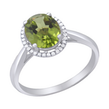 9ct Gold Diamond & Oval Peridot Ring