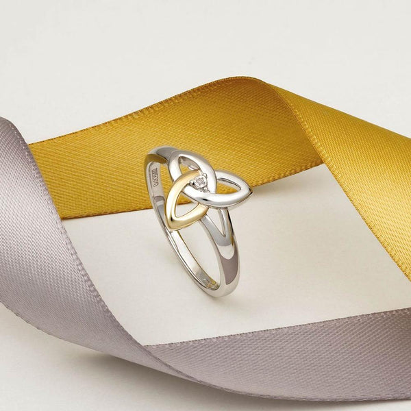 10ct Gold and Silver Diamond Trinity Knot ring