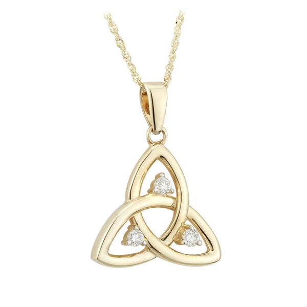 9ct Gold Cubic Zirconia Trinity Knot Necklace