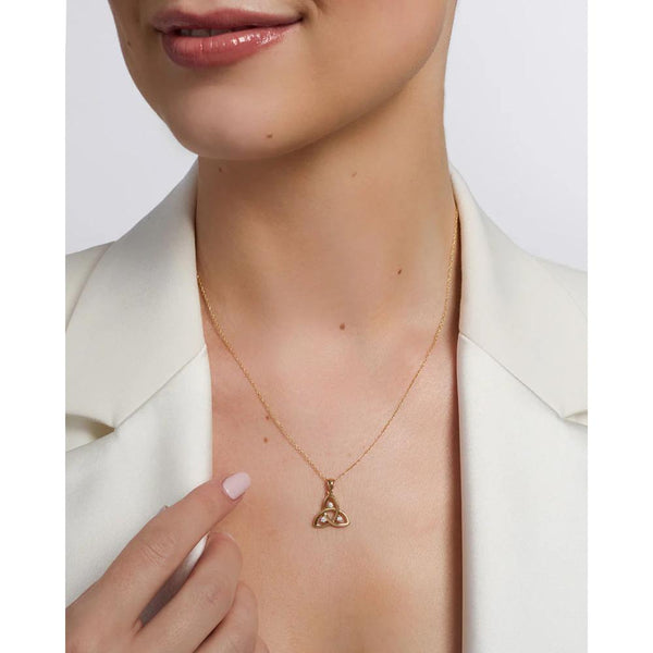 9ct Gold Cubic Zirconia Trinity Knot Necklace