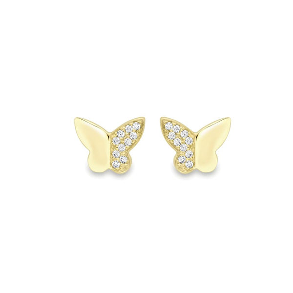 9ct Gold Cubic Zirconia Butterfly Stud Earrings