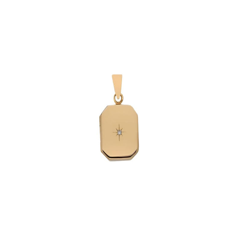 9ct Gold Diamond Rectangle Locket Necklace